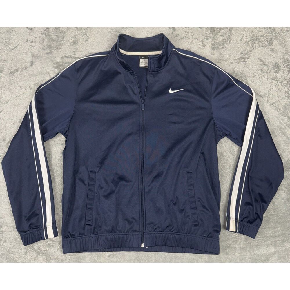 Nike Sweat Jacket Mens M‎ Navy Track Running Vintage Swoosh Y2K Tag